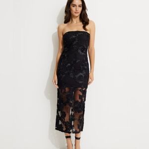 Dynamite NEW Soustache Tube Ankle Dress Elegant Black Lace Size L